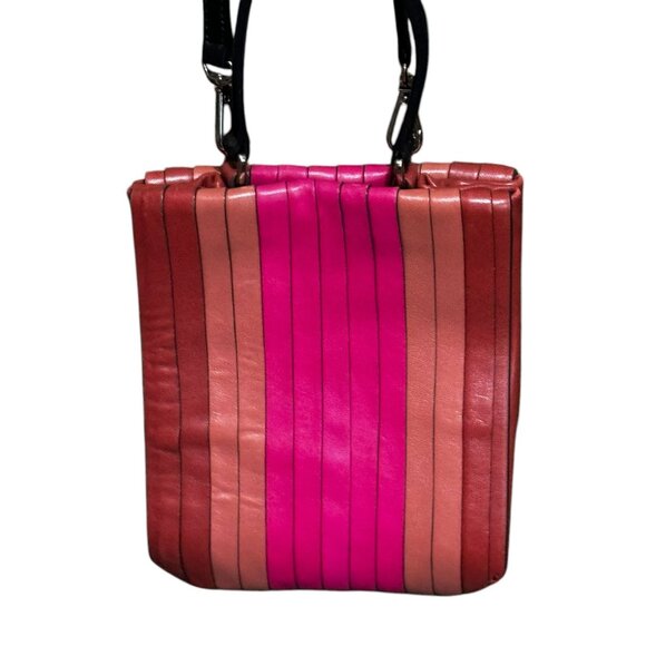 DKNY Multicolor Vertical Stripe Lamb Leather Crossbody Shoulder Handbag - Picture 12 of 14